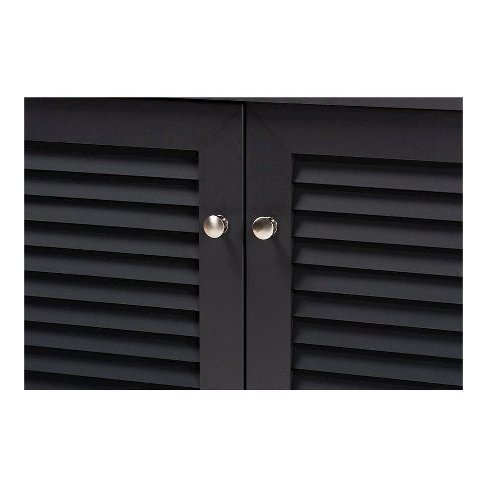 Dark Grey Finished 4-Shelf Wood Shoe Storage Cabinet