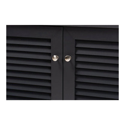 Dark Grey Finished 4-Shelf Wood Shoe Storage Cabinet