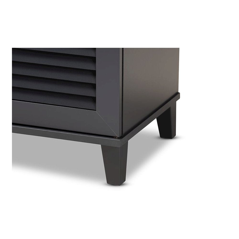 Dark Grey Finished 4-Shelf Wood Shoe Storage Cabinet