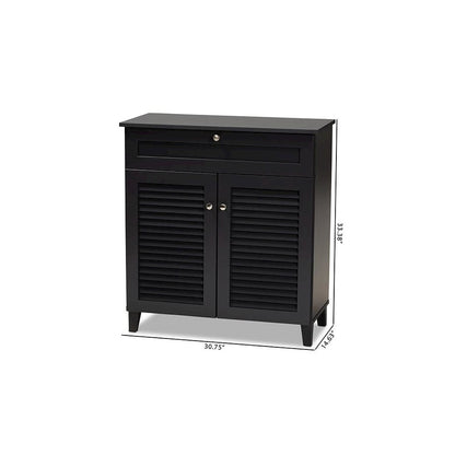 Dark Grey Finished 4-Shelf Wood Shoe Storage Cabinet with Drawer