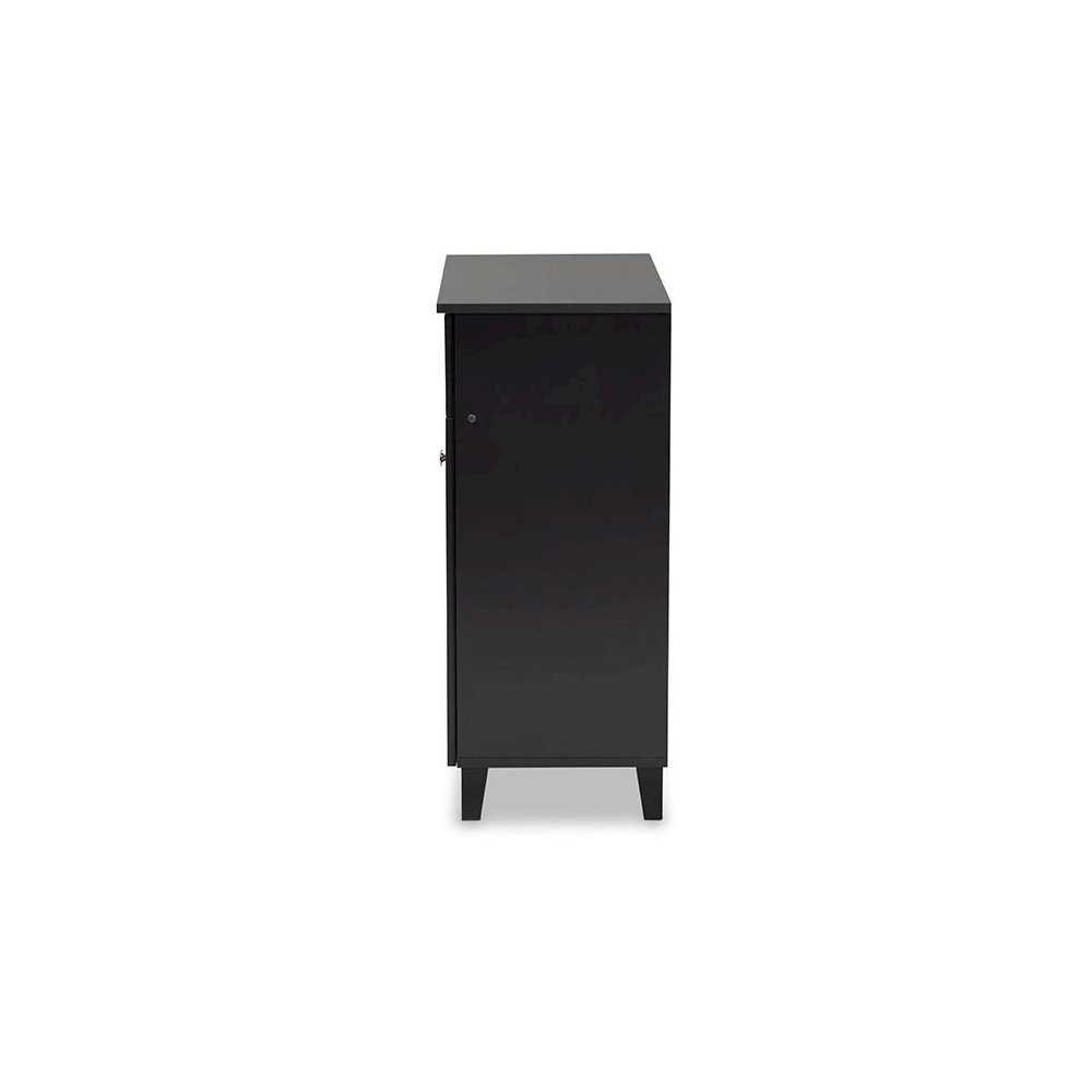 Dark Grey Finished 4-Shelf Wood Shoe Storage Cabinet with Drawer