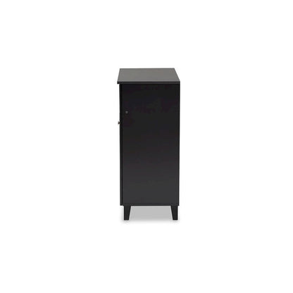Dark Grey Finished 4-Shelf Wood Shoe Storage Cabinet with Drawer