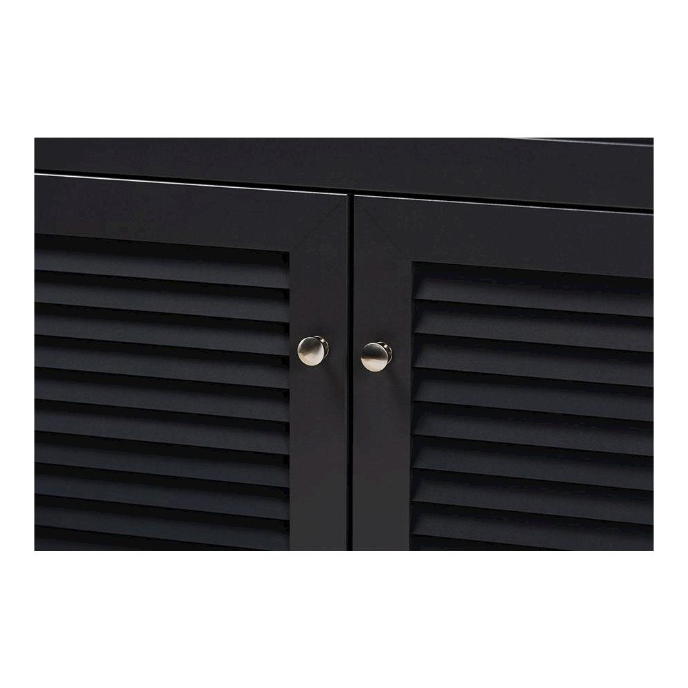 Dark Grey Finished 4-Shelf Wood Shoe Storage Cabinet with Drawer