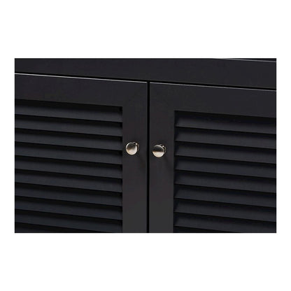 Dark Grey Finished 4-Shelf Wood Shoe Storage Cabinet with Drawer