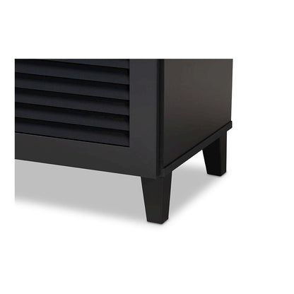 Dark Grey Finished 4-Shelf Wood Shoe Storage Cabinet with Drawer