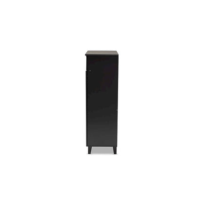 Dark Grey Finished 5-Shelf Wood Shoe Storage Cabinet with Drawer