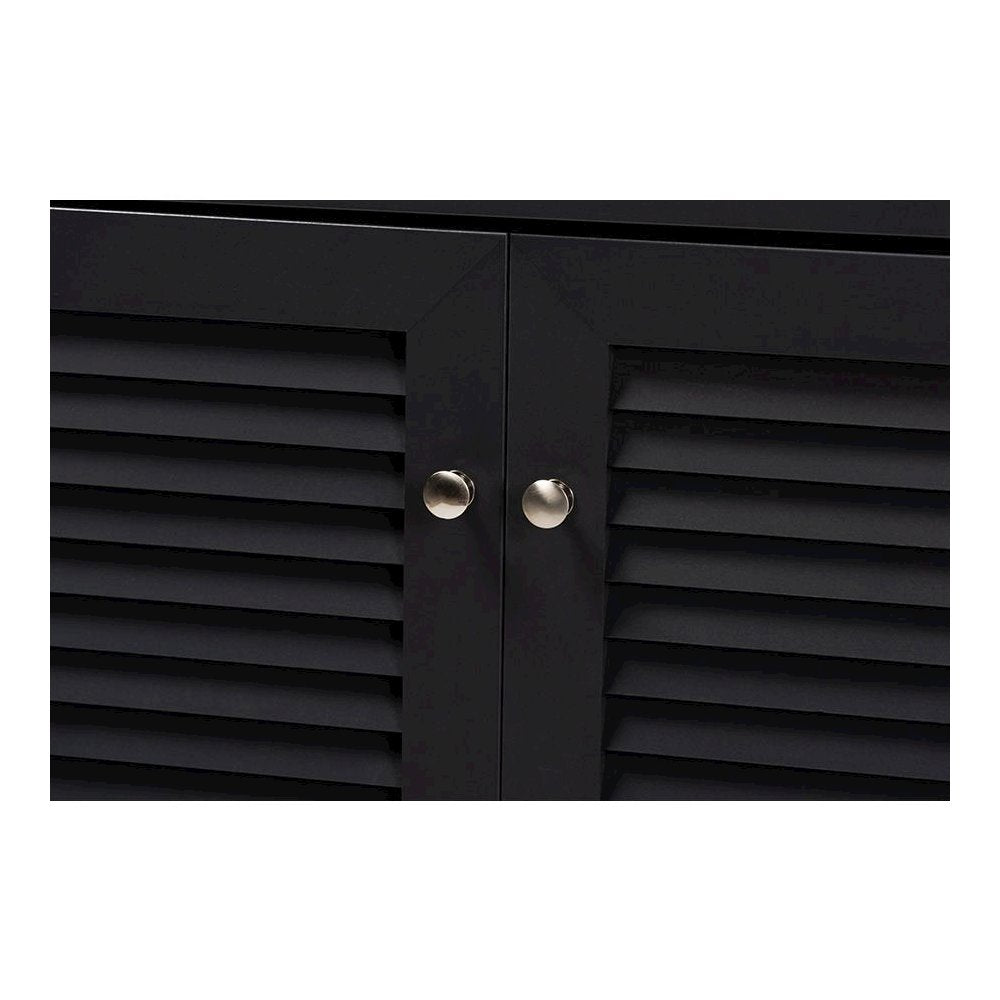 Dark Grey Finished 5-Shelf Wood Shoe Storage Cabinet with Drawer