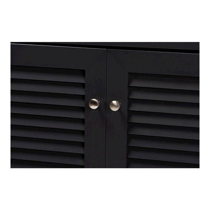 Dark Grey Finished 5-Shelf Wood Shoe Storage Cabinet with Drawer