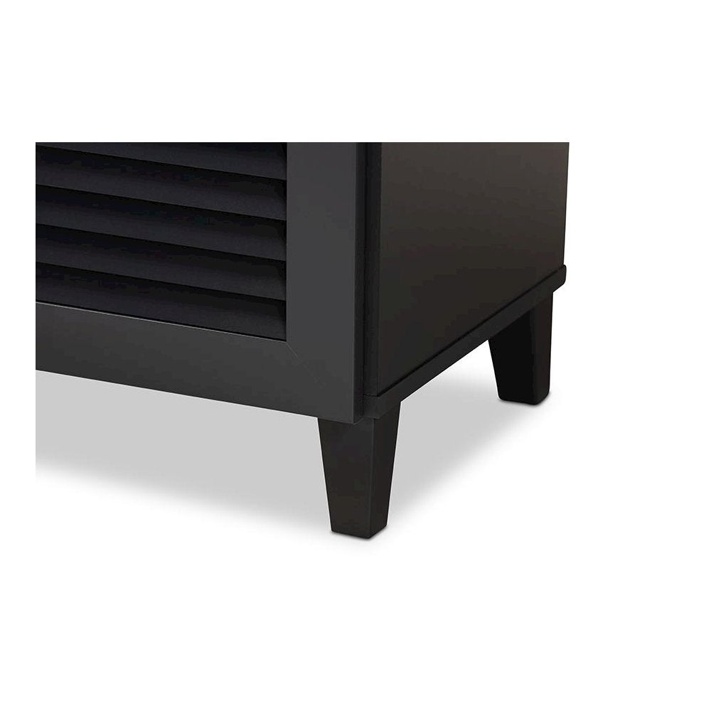 Dark Grey Finished 5-Shelf Wood Shoe Storage Cabinet with Drawer
