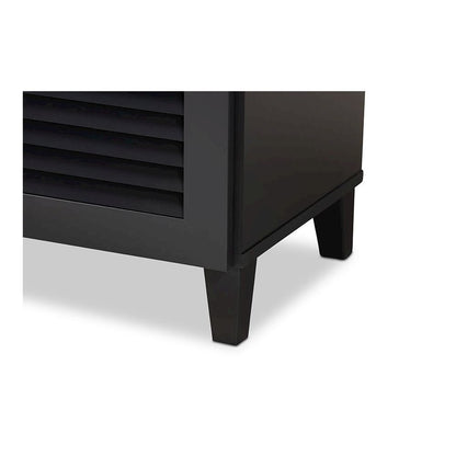 Dark Grey Finished 5-Shelf Wood Shoe Storage Cabinet with Drawer