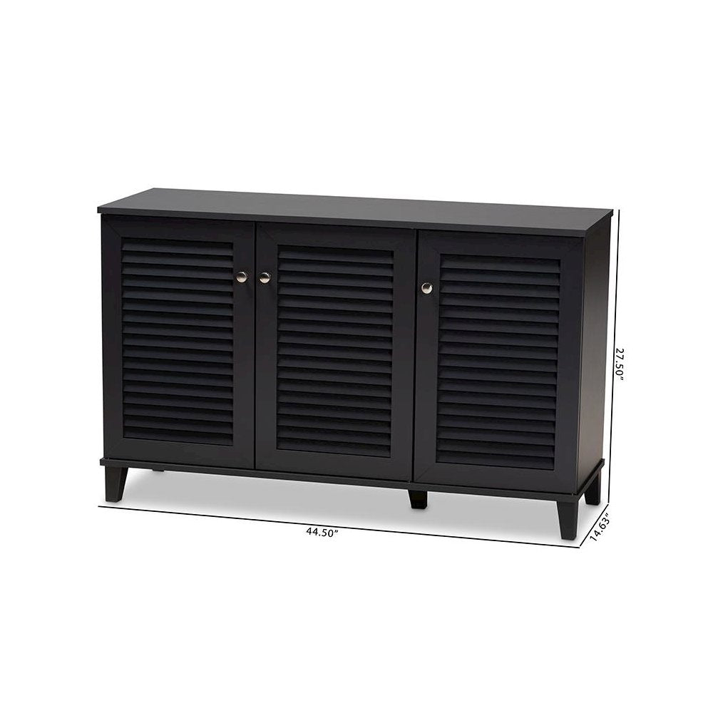 Dark Grey Finished 8-Shelf Wood Shoe Storage Cabinet