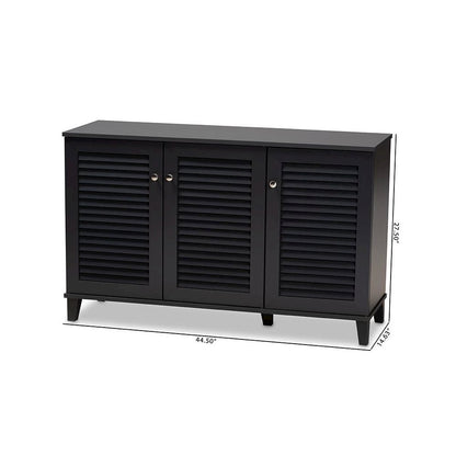 Dark Grey Finished 8-Shelf Wood Shoe Storage Cabinet