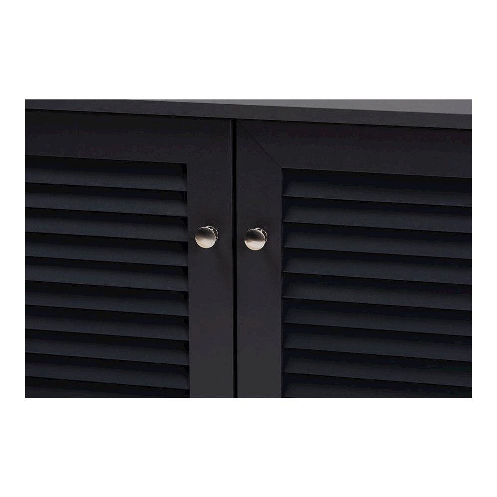Dark Grey Finished 8-Shelf Wood Shoe Storage Cabinet