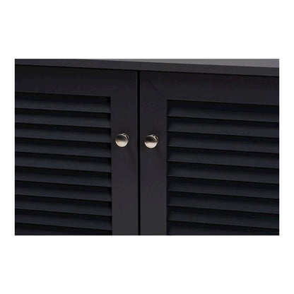 Dark Grey Finished 8-Shelf Wood Shoe Storage Cabinet