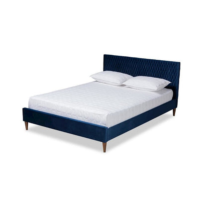 Frida Glam and Luxe Royal Blue Velvet Fabric Upholstered Full Size Bed