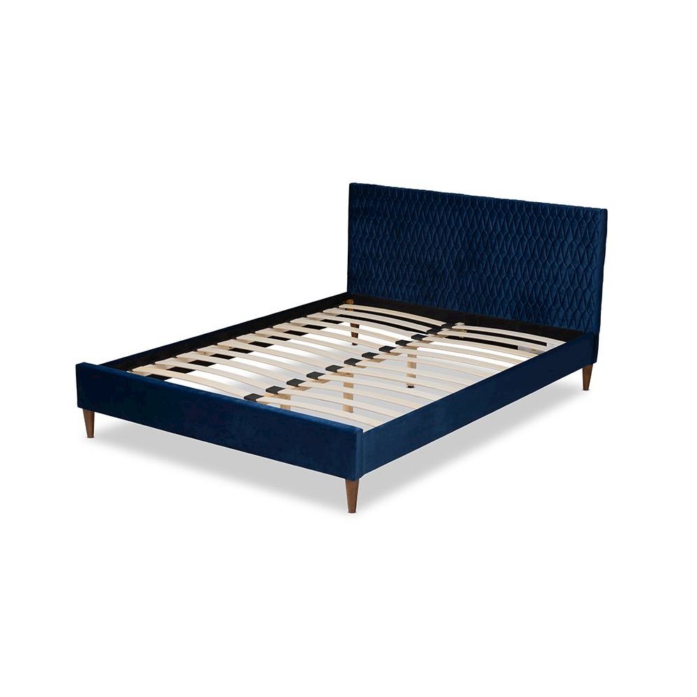 Frida Glam and Luxe Royal Blue Velvet Fabric Upholstered Full Size Bed