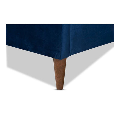 Frida Glam and Luxe Royal Blue Velvet Fabric Upholstered Full Size Bed