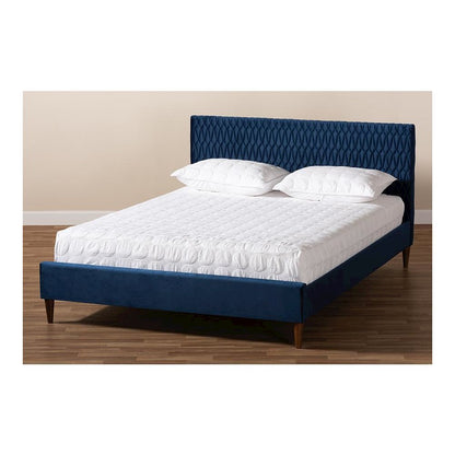 Frida Glam and Luxe Royal Blue Velvet Fabric Upholstered Full Size Bed
