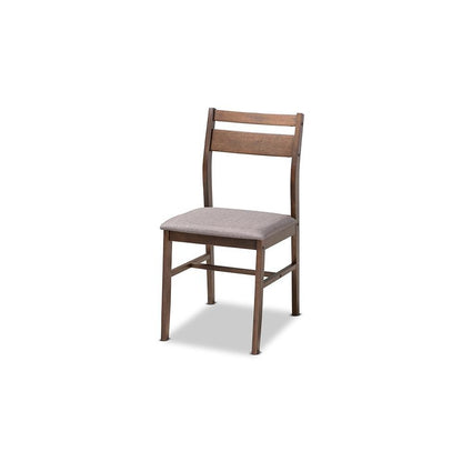Gray Fabric Upholstered Dark Walnut-Finished 5-Piece Wood Dining Set