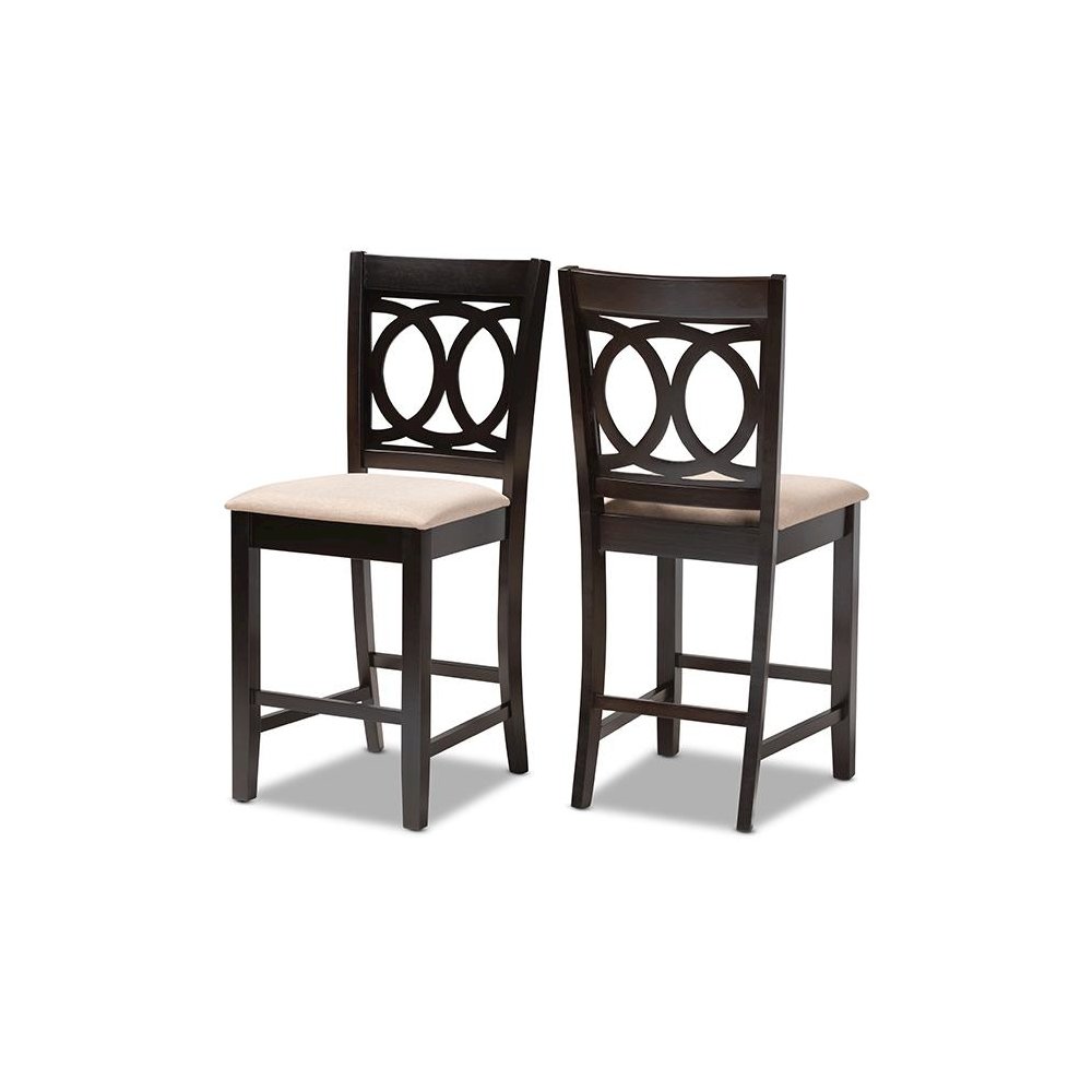 Espresso Brown Finished Wood 2-Piece Counter Height Pub Chair Set