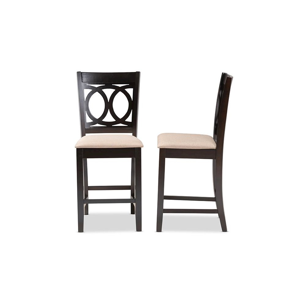 Espresso Brown Finished Wood 2-Piece Counter Height Pub Chair Set