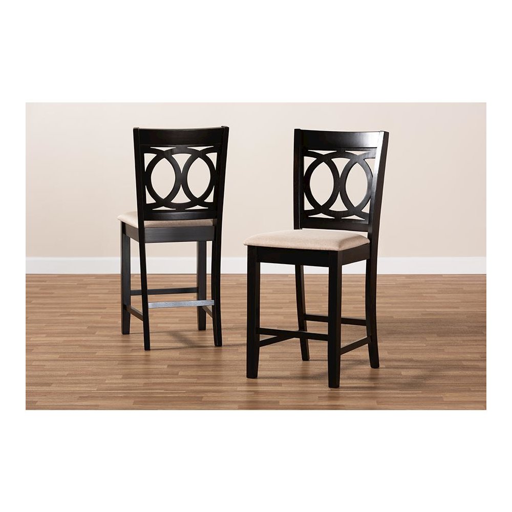 Espresso Brown Finished Wood 2-Piece Counter Height Pub Chair Set