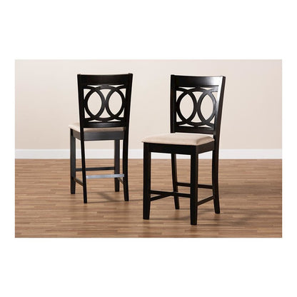 Espresso Brown Finished Wood 2-Piece Counter Height Pub Chair Set