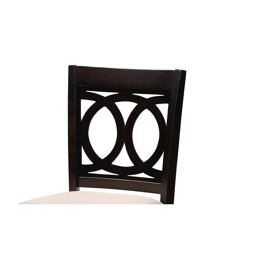 Sand Fabric Upholstered Espresso Brown Finished 5-Piece Wood Pub Set