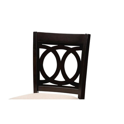 Sand Fabric Upholstered Espresso Brown Finished 5-Piece Wood Pub Set