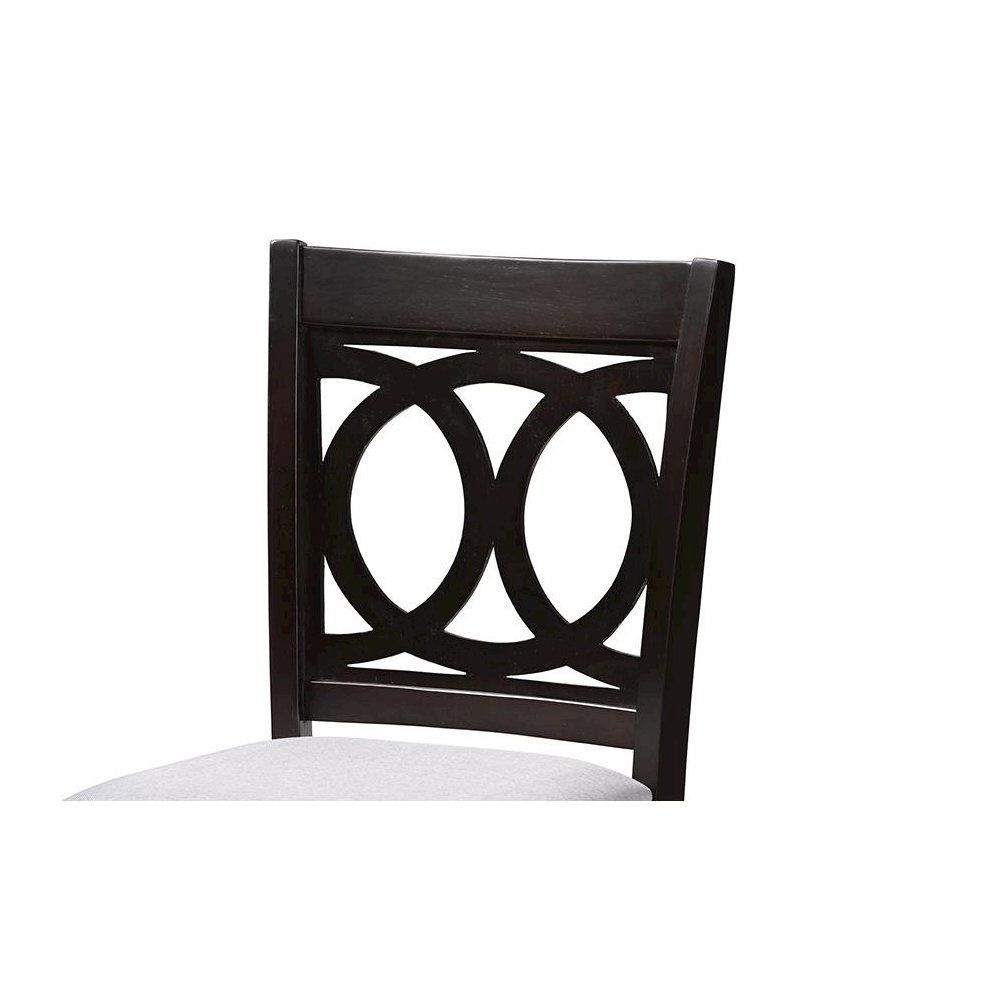 Gray Fabric Upholstered Espresso Brown Finished 5-Piece Wood Pub Set