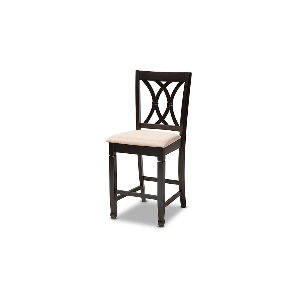 Sand Fabric Upholstered Espresso Brown Finished 5-Piece Wood Pub Set