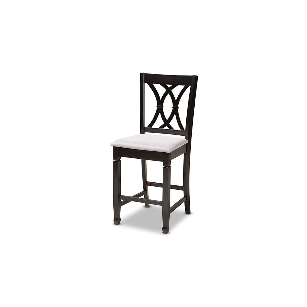 Gray Fabric Upholstered Espresso Brown Finished 5-Piece Wood Pub Set