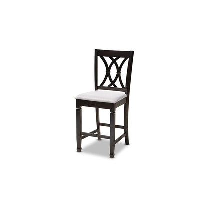 Gray Fabric Upholstered Espresso Brown Finished 5-Piece Wood Pub Set