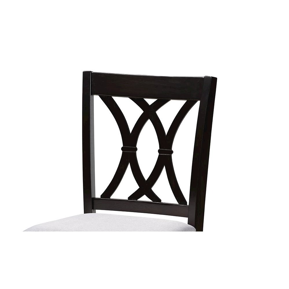 Gray Fabric Upholstered Espresso Brown Finished 5-Piece Wood Pub Set