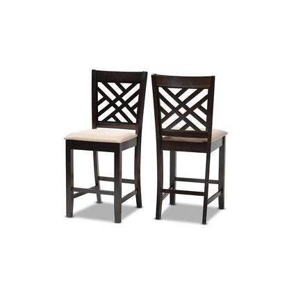 Espresso Brown Finished Wood Counter Height 2-Piece Pub Chair Set