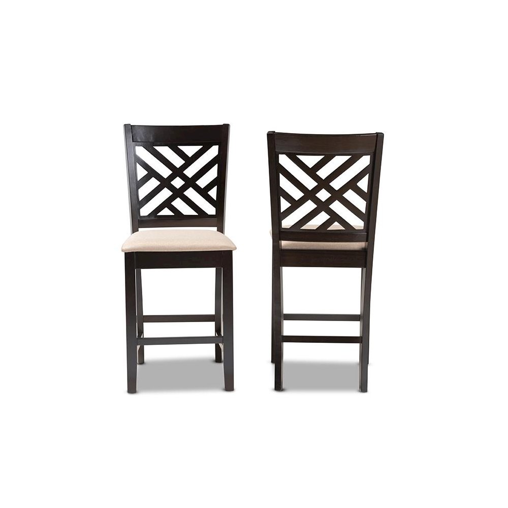 Espresso Brown Finished Wood Counter Height 2-Piece Pub Chair Set