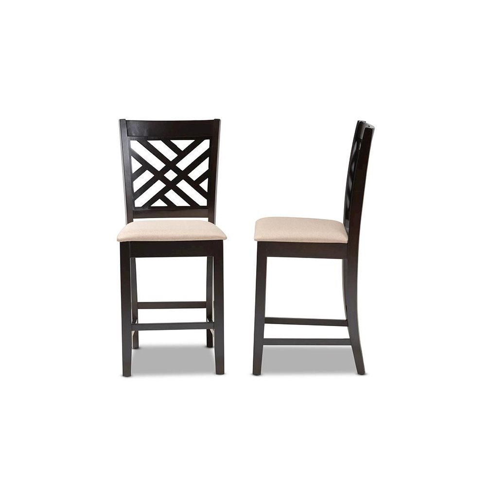 Espresso Brown Finished Wood Counter Height 2-Piece Pub Chair Set