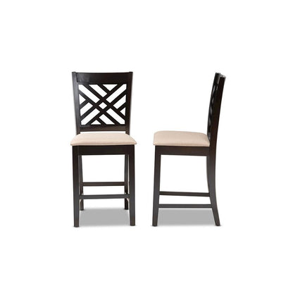 Espresso Brown Finished Wood Counter Height 2-Piece Pub Chair Set