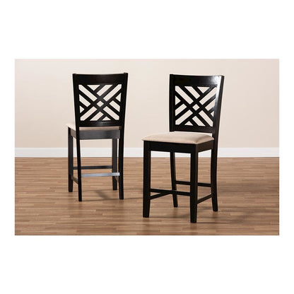 Espresso Brown Finished Wood Counter Height 2-Piece Pub Chair Set