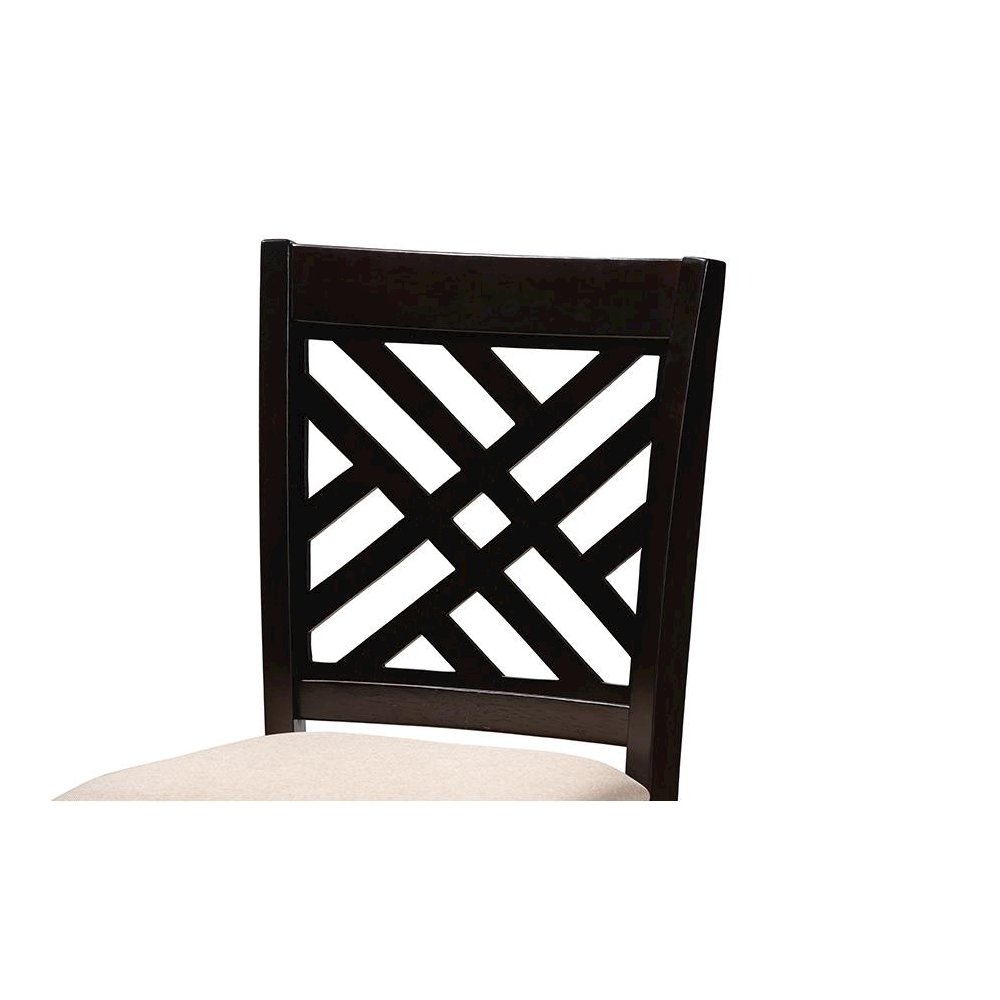 Sand Fabric Upholstered Espresso Brown Finished 5-Piece Wood Pub Set