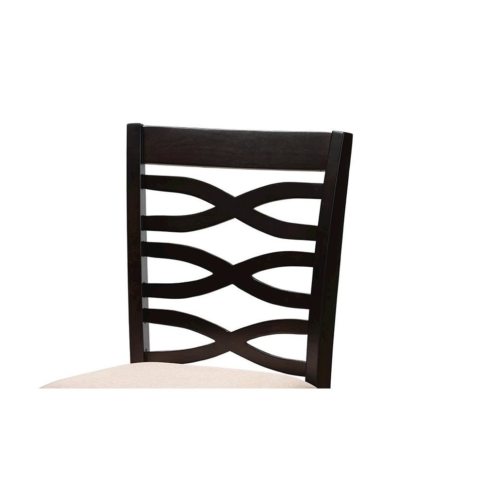 Sand Fabric Upholstered Espresso Brown Finished 5-Piece Wood Pub Set