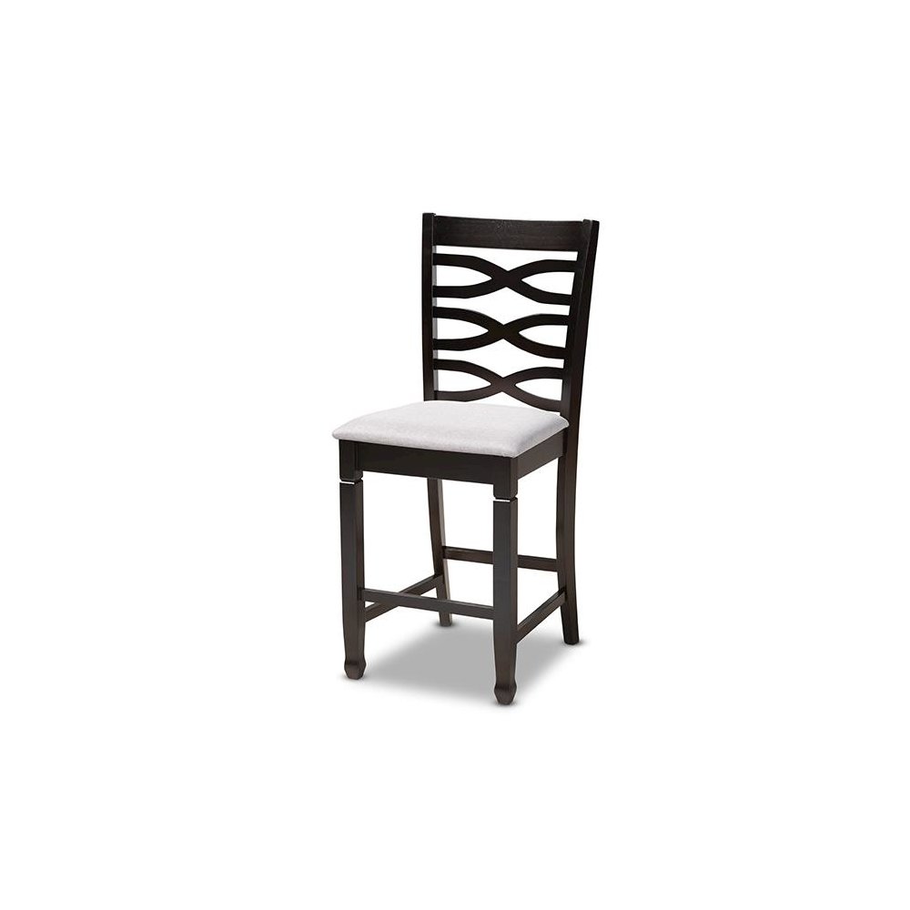 Gray Fabric Upholstered Espresso Brown Finished 5-Piece Wood Pub Set