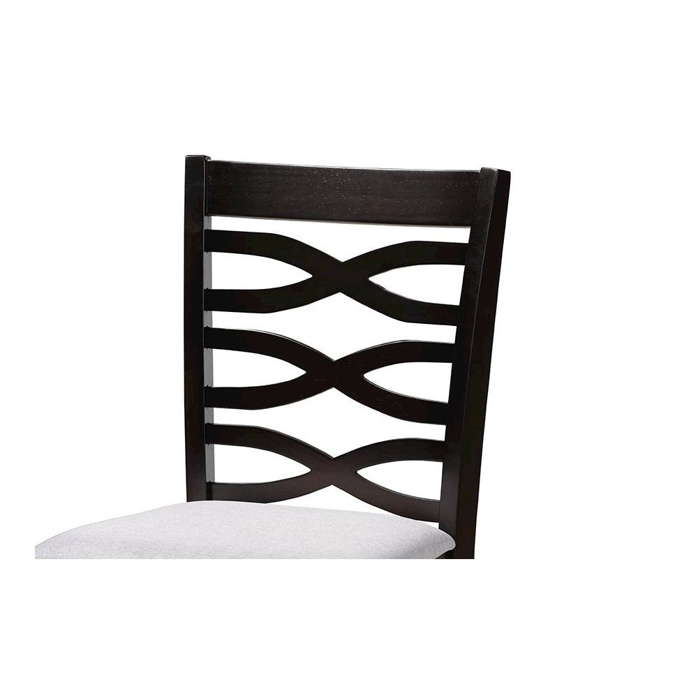 Gray Fabric Upholstered Espresso Brown Finished 5-Piece Wood Pub Set