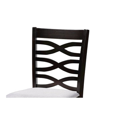 Gray Fabric Upholstered Espresso Brown Finished 5-Piece Wood Pub Set