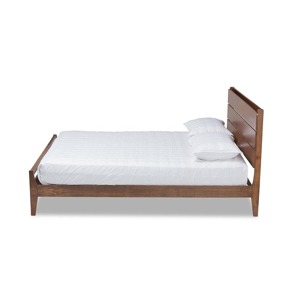 Baxton Studio Avena Mid-Century Modern Walnut Finished Wood Queen Size Platform bed