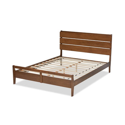 Baxton Studio Avena Mid-Century Modern Walnut Finished Wood Queen Size Platform bed