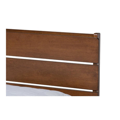 Baxton Studio Avena Mid-Century Modern Walnut Finished Wood Queen Size Platform bed