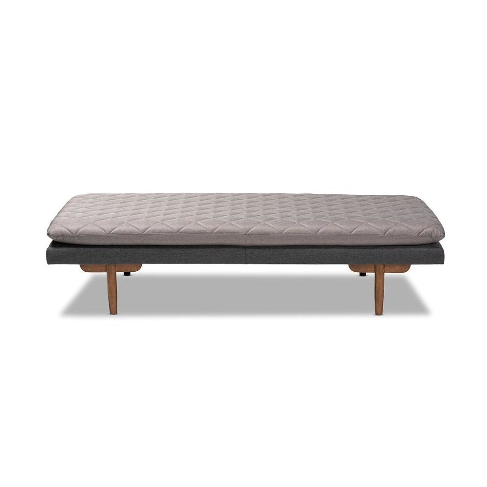 Two-Tone Grey Fabric Upholstered Walnut Finished Wood Daybed