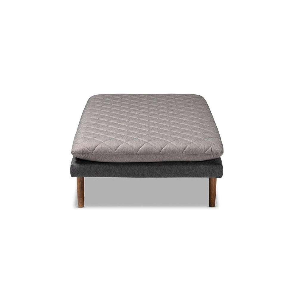 Two-Tone Grey Fabric Upholstered Walnut Finished Wood Daybed