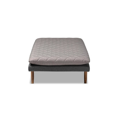 Two-Tone Grey Fabric Upholstered Walnut Finished Wood Daybed